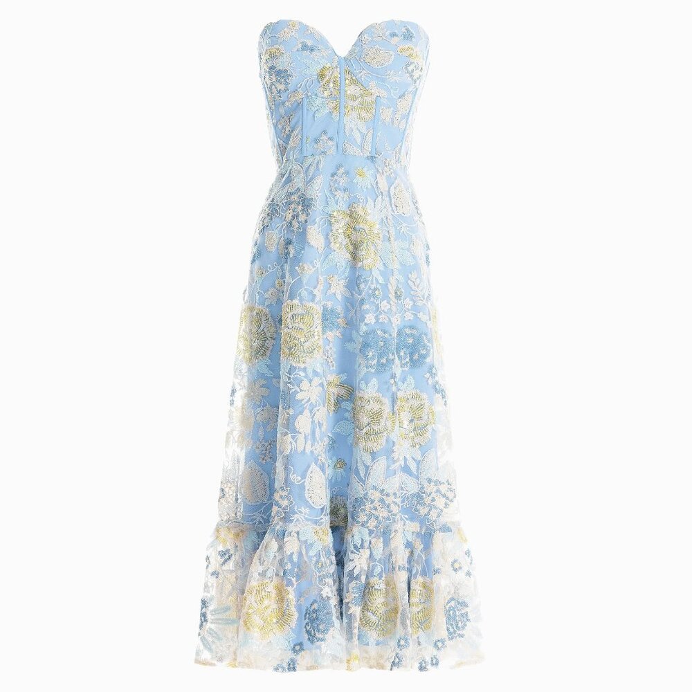 NEW Dress The Population - Sizes S, L Carina Strapless Sequin Midi Dress - Sky